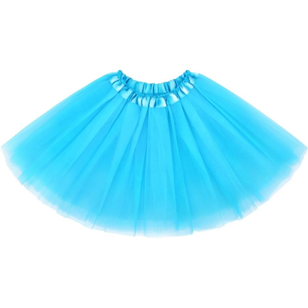 Women's Light Blue Adults 5 Layered Tulle Skirt Halloween Tutus Fluffy Skirts - Picture 2 of 6